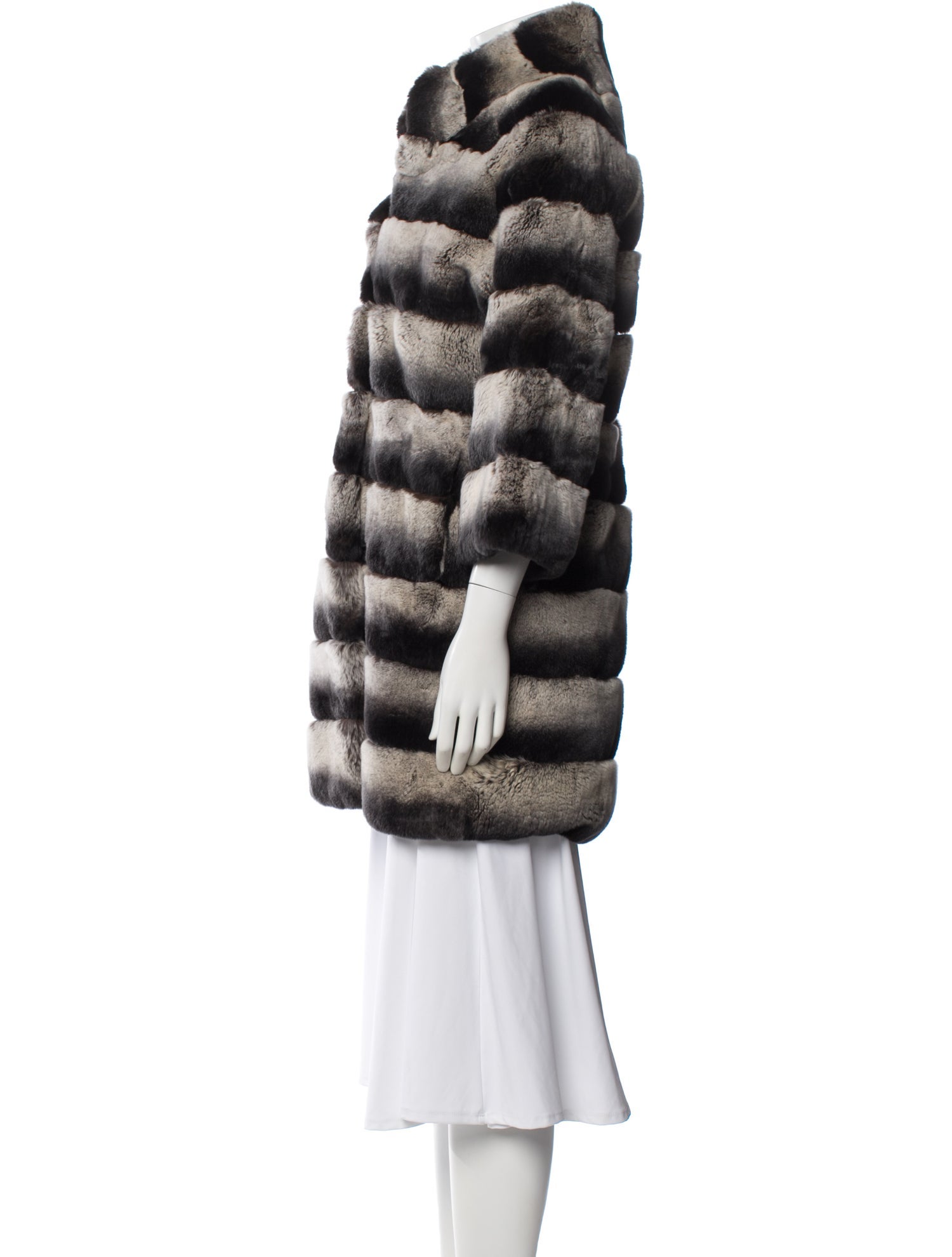 N. Peal Chinchilla Striped Fur Coat