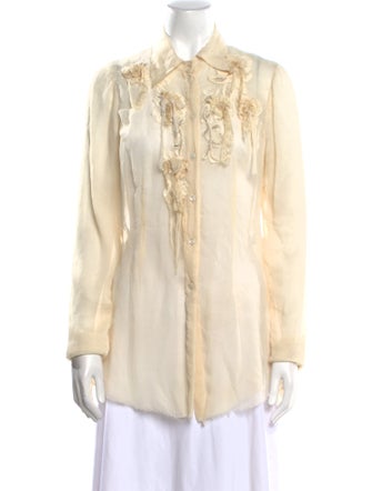 Nigel Preston & Knight Silk Long Sleeve Button-Up Top