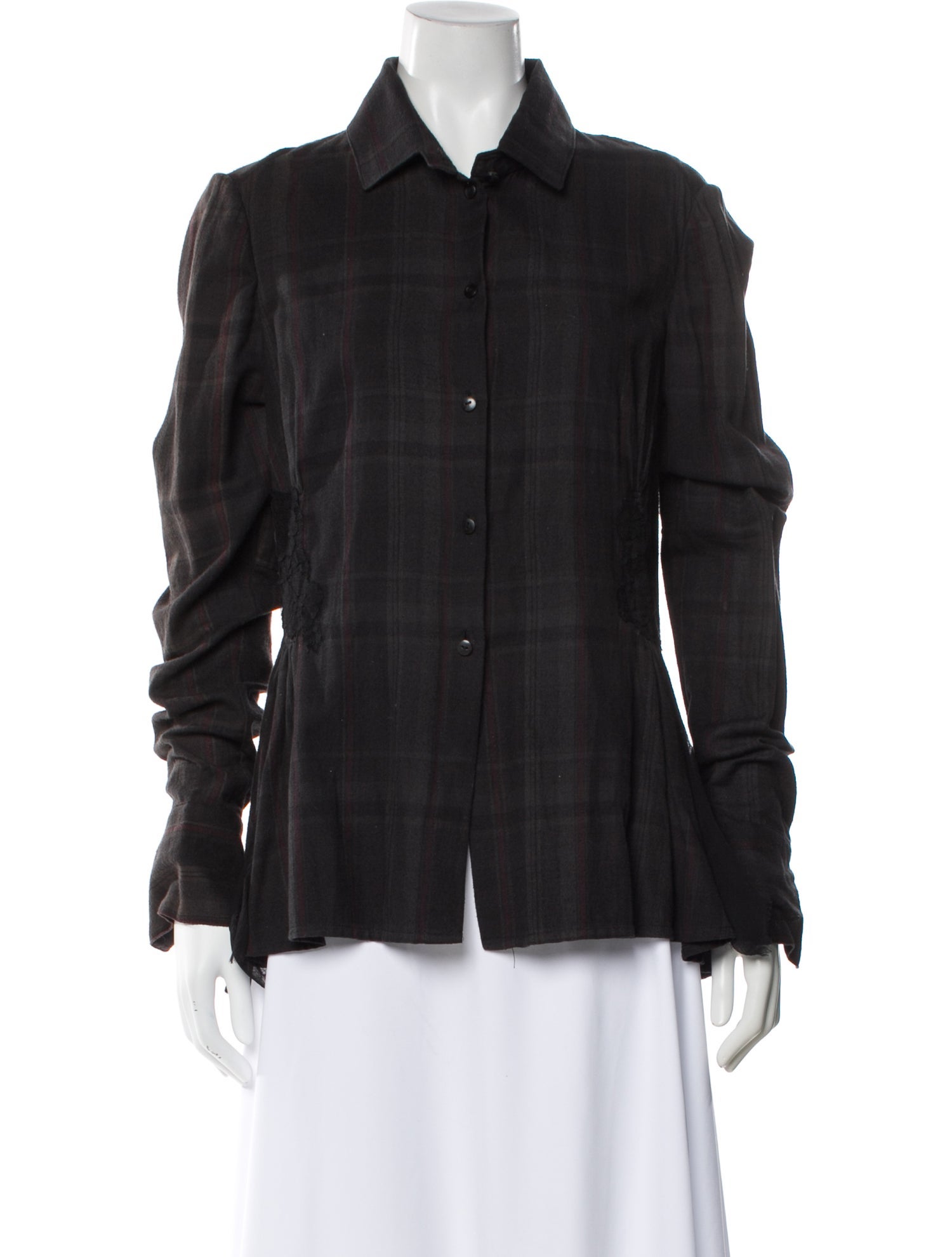 Nigel Preston & Knight Plaid Print Long Sleeve Blouse