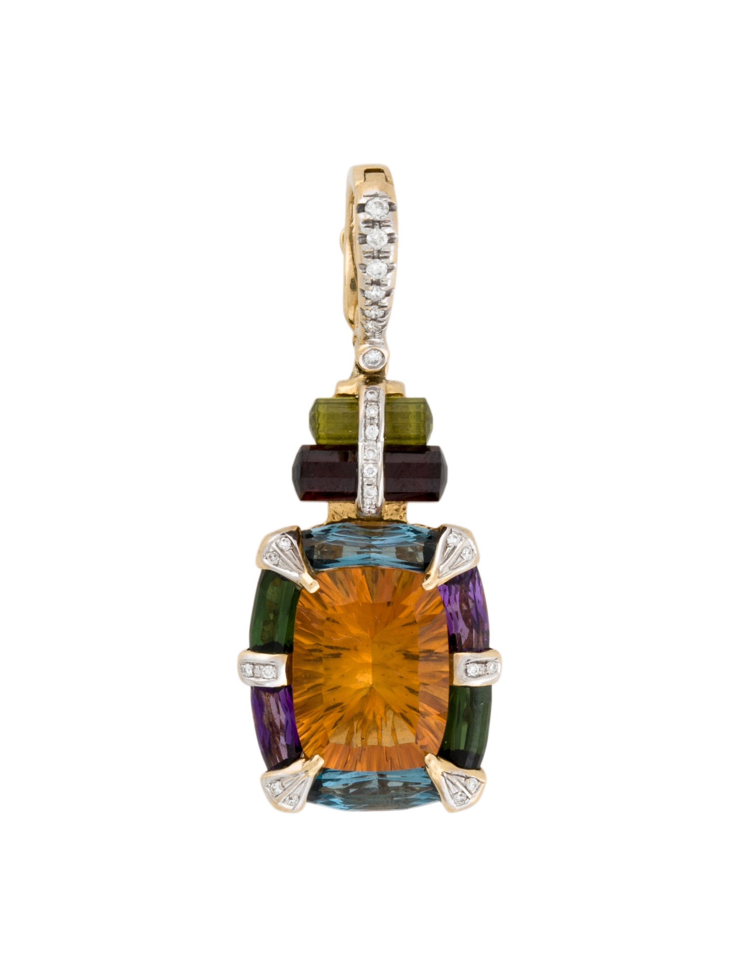 Bellari 18K Multistone & Diamond Pendant
