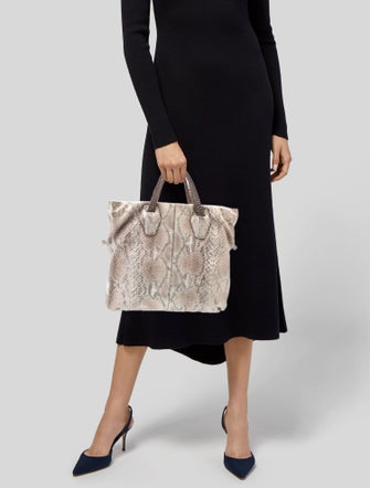 Nada Sawaya Snakeskin Top Handle Bag