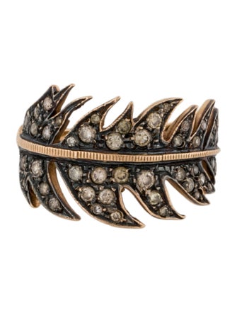 Nadine Ghosn 18K Diamond & Ruby Leaf Ring