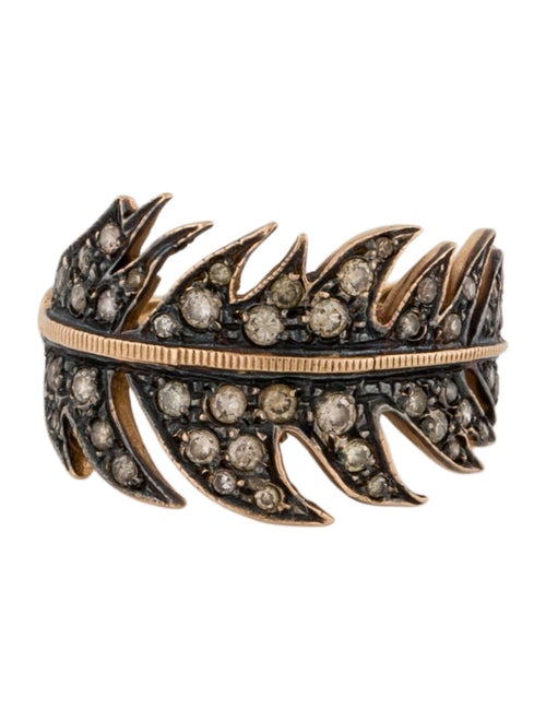 Nadine Ghosn 18K Diamond & Ruby Leaf Ring