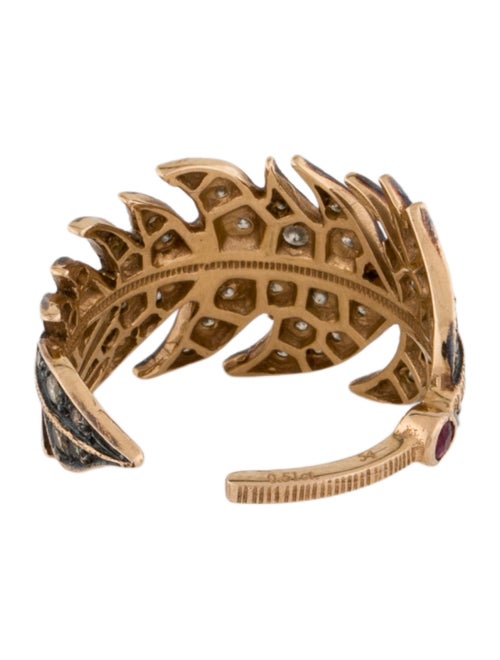 Nadine Ghosn 18K Diamond & Ruby Leaf Ring