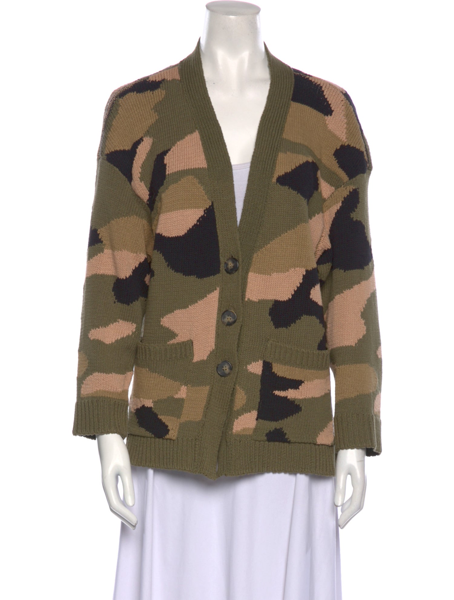 (nude) Printed V-Neck Sweater