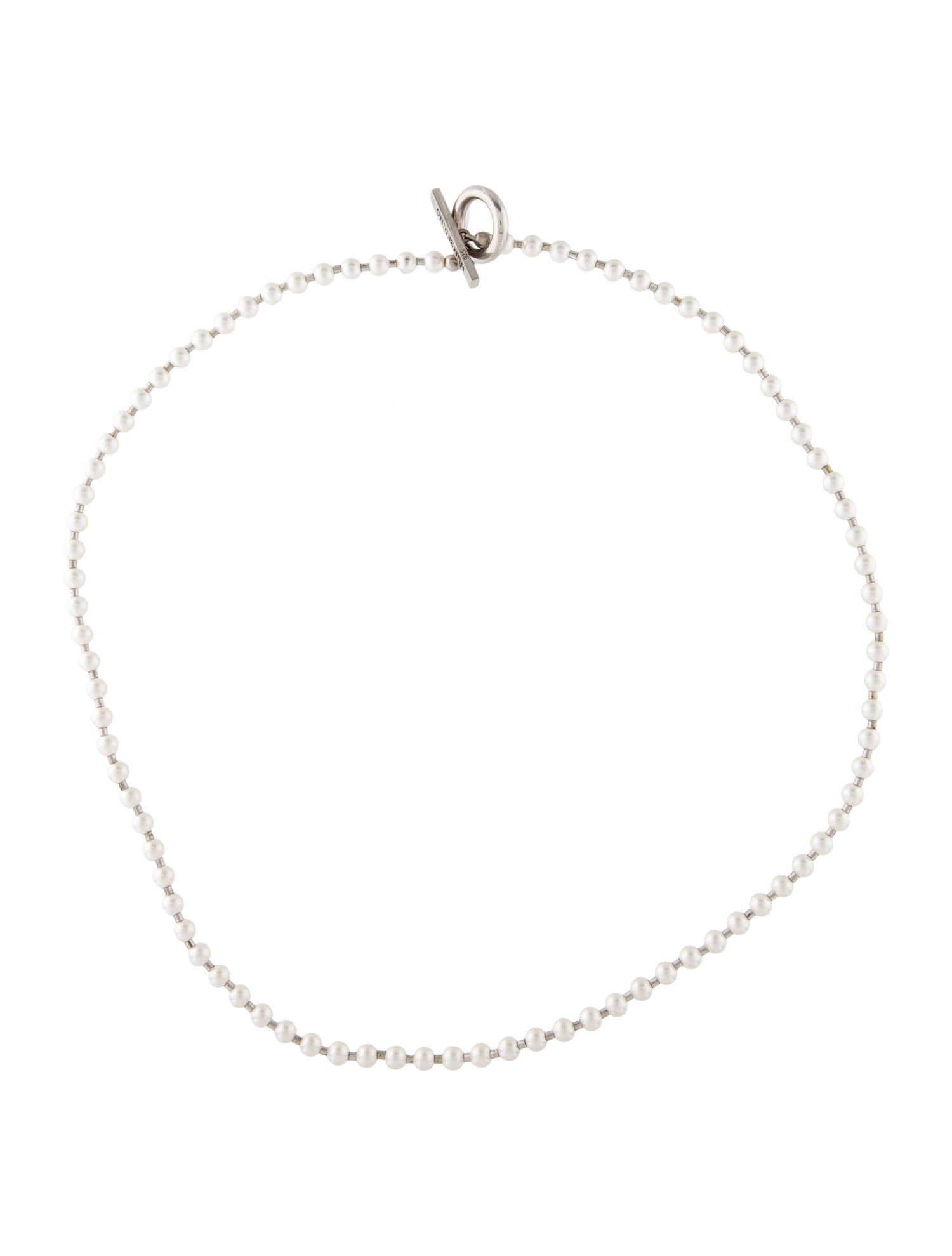 Numbering Faux Pearl Toggle Necklace