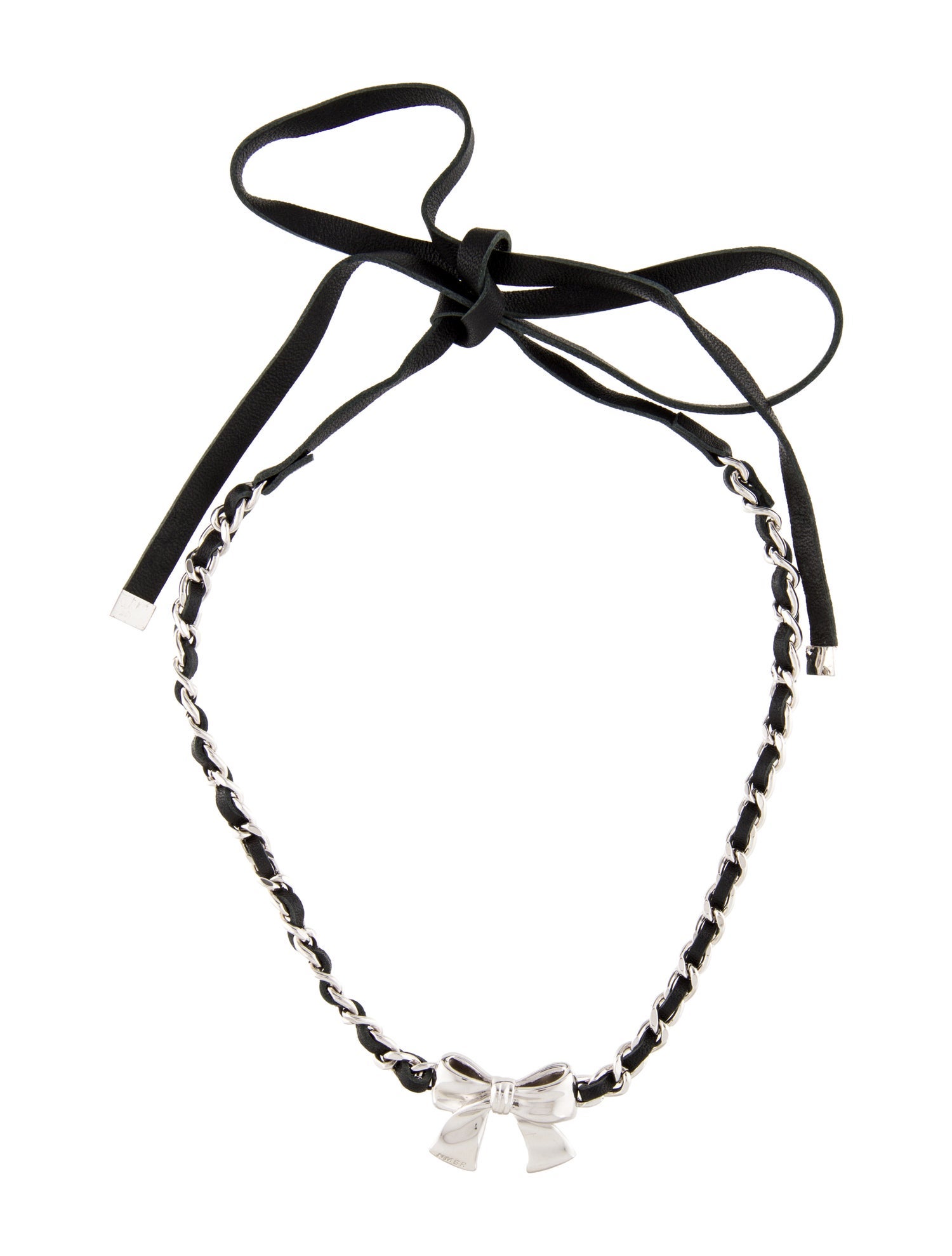 Numbering Bow Ribbon Leather Chain Necklace