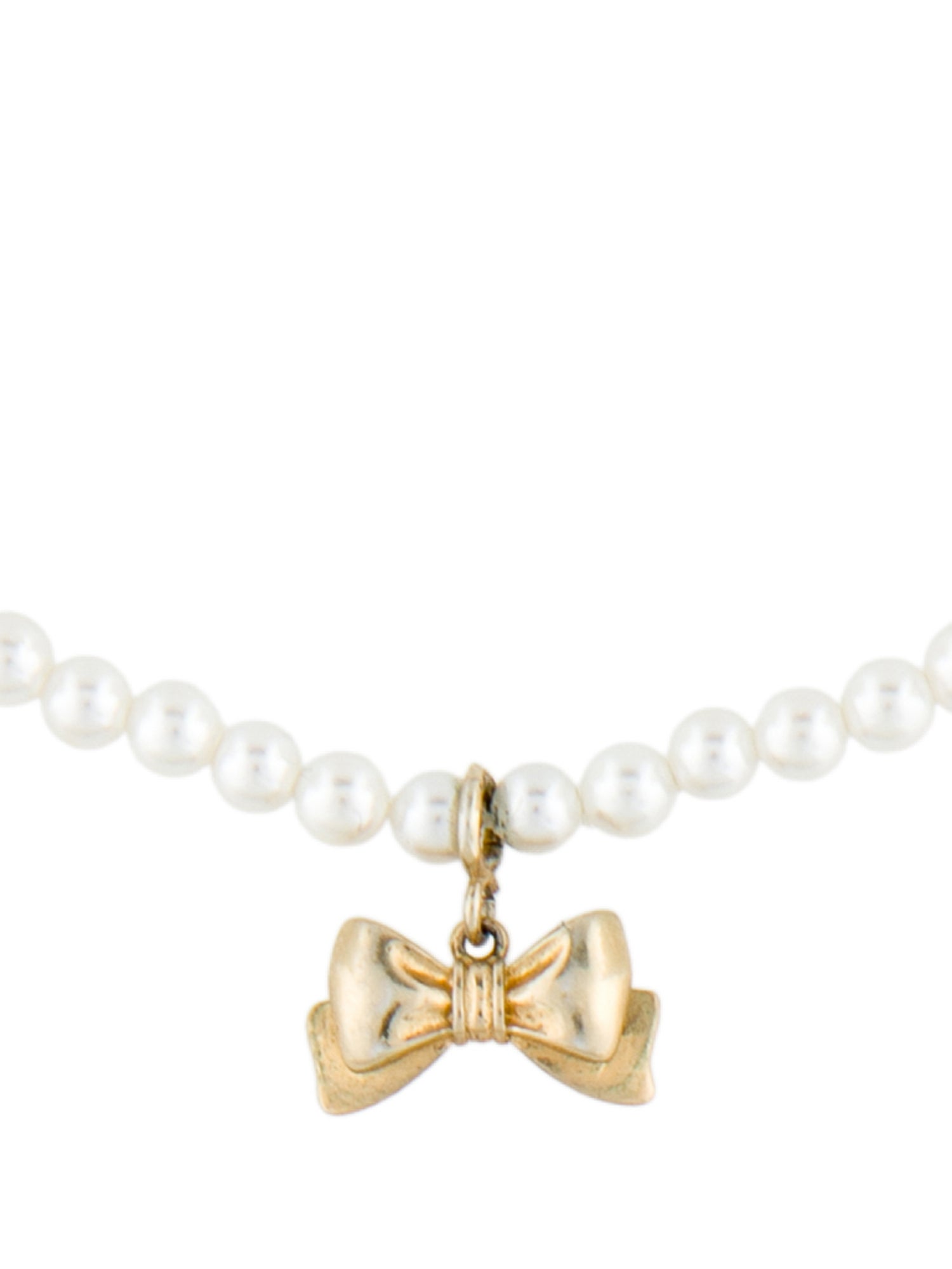 Numbering Faux Pearl Bow Pendant Necklace