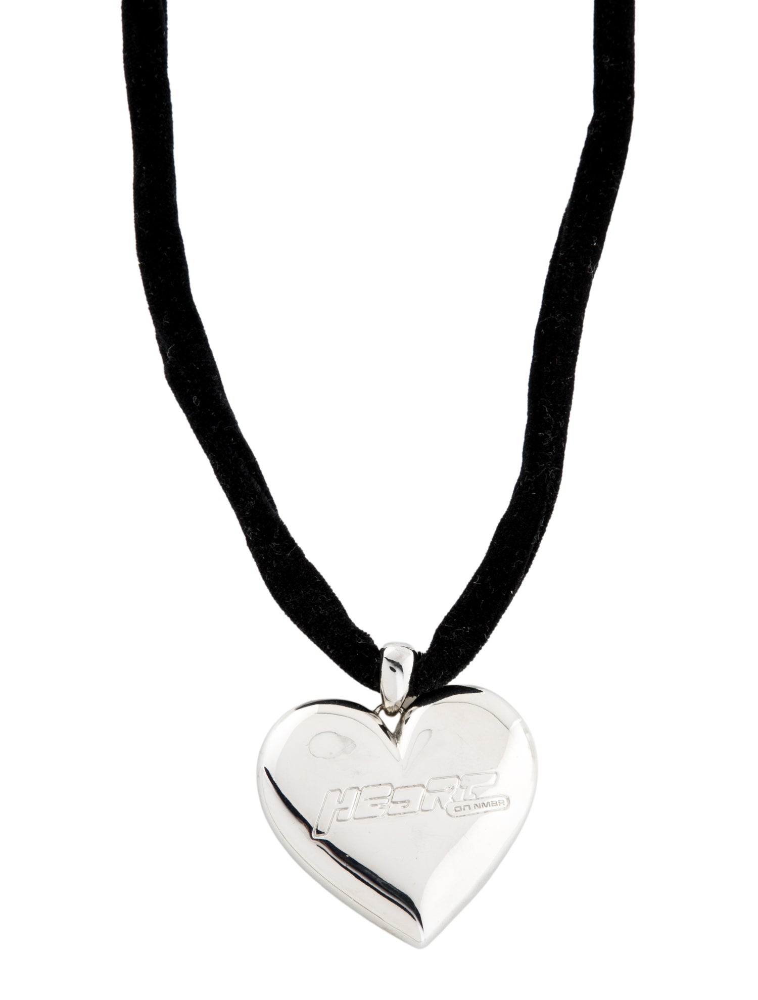 Numbering Velvet Adjustable Heart Pendant Necklace