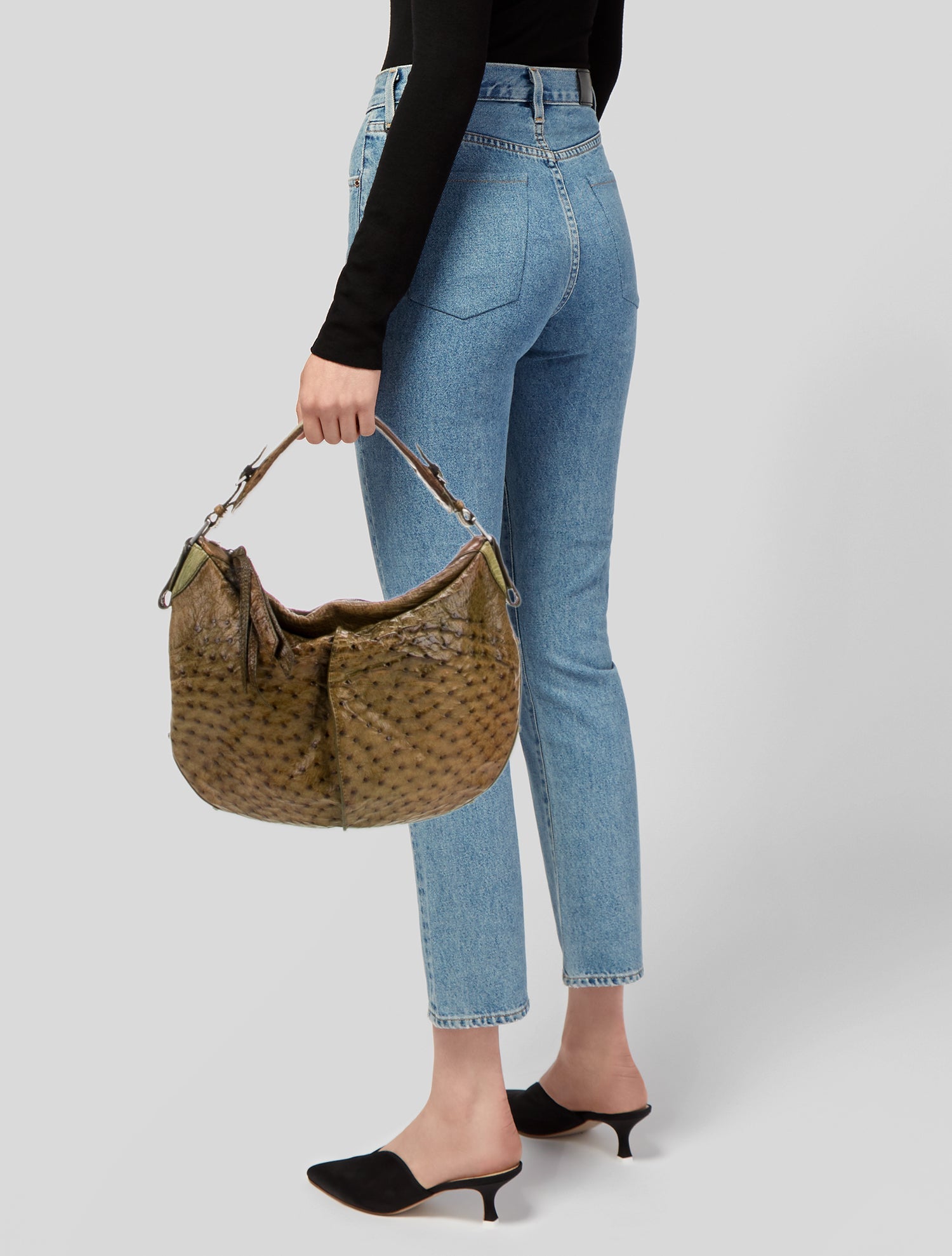 Nuti Ostrich Top Handle Bag