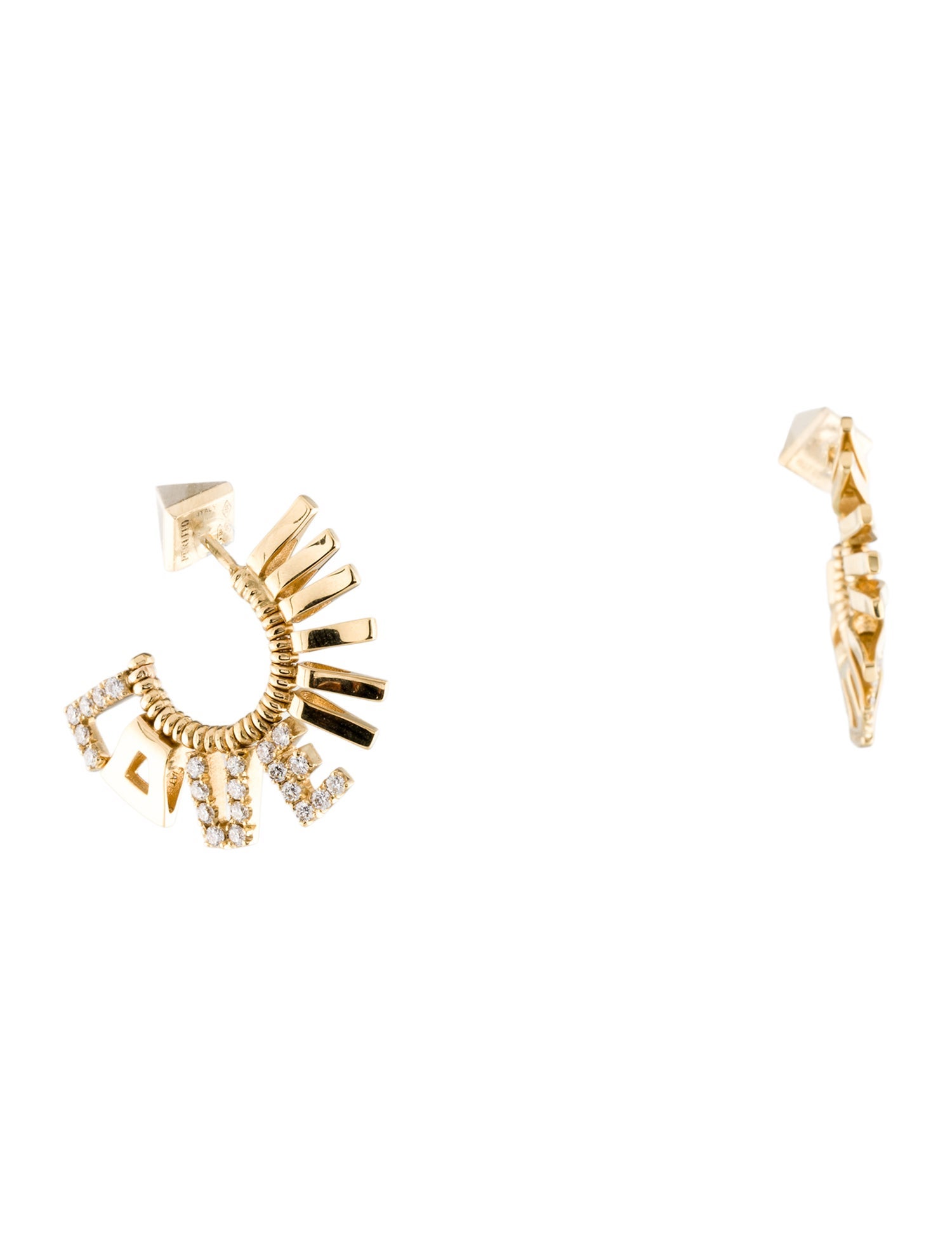 Peruffo 18K Diamond Love Letter Mini Mohawk Hoop Earrings