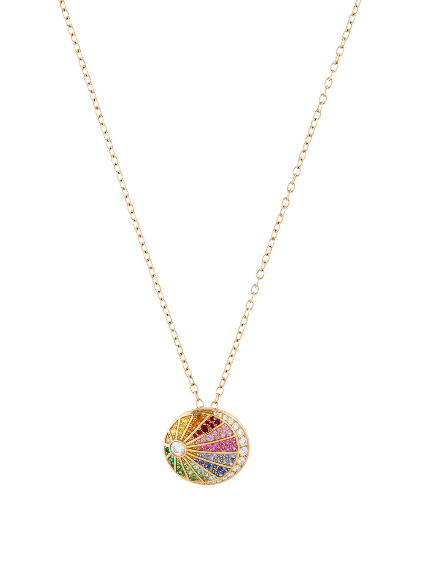 Nouvel Heritage Multistone Rainbow Medallion Pendant Necklace