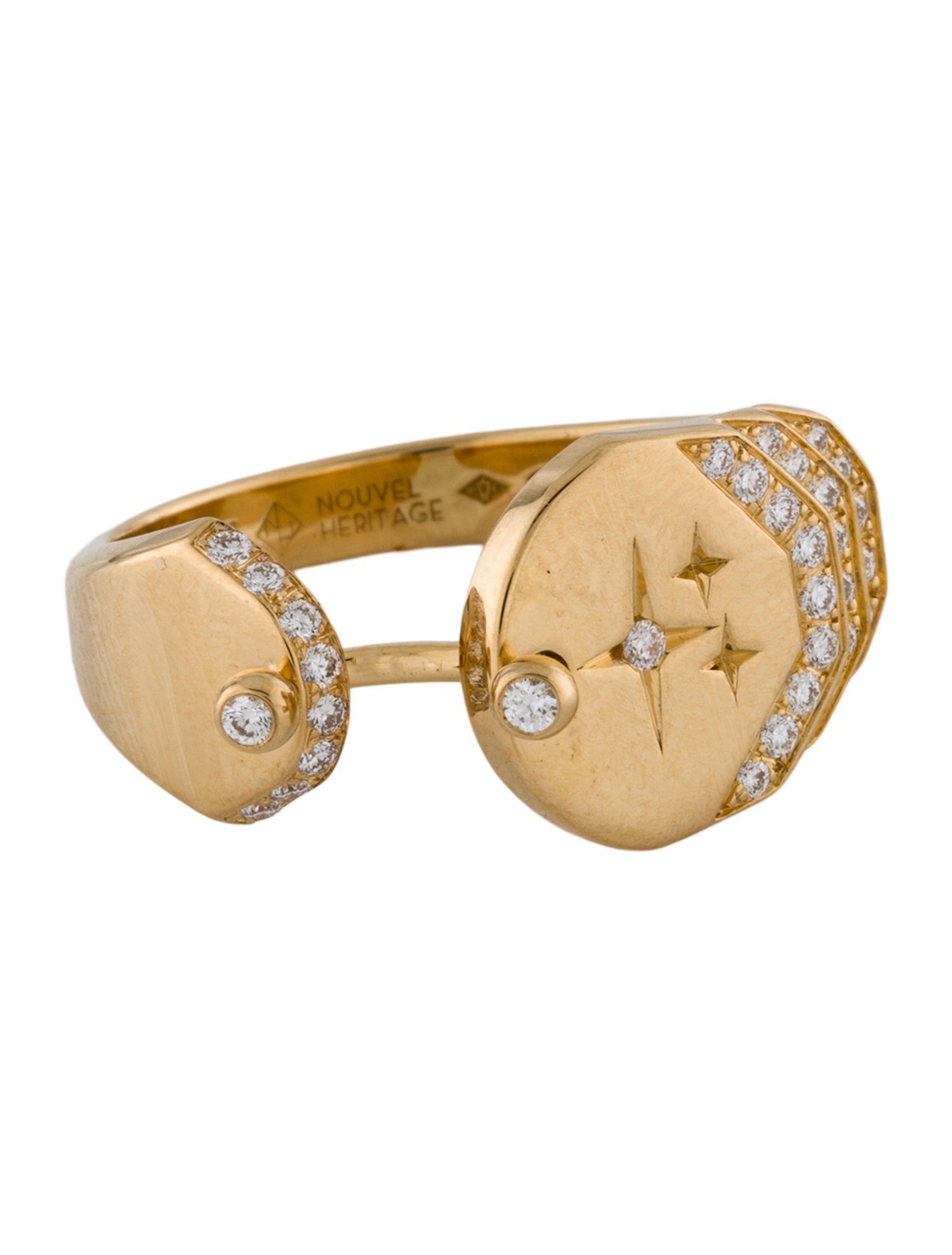 Nouvel Heritage 18K Diamond Sparkles Signet Ring