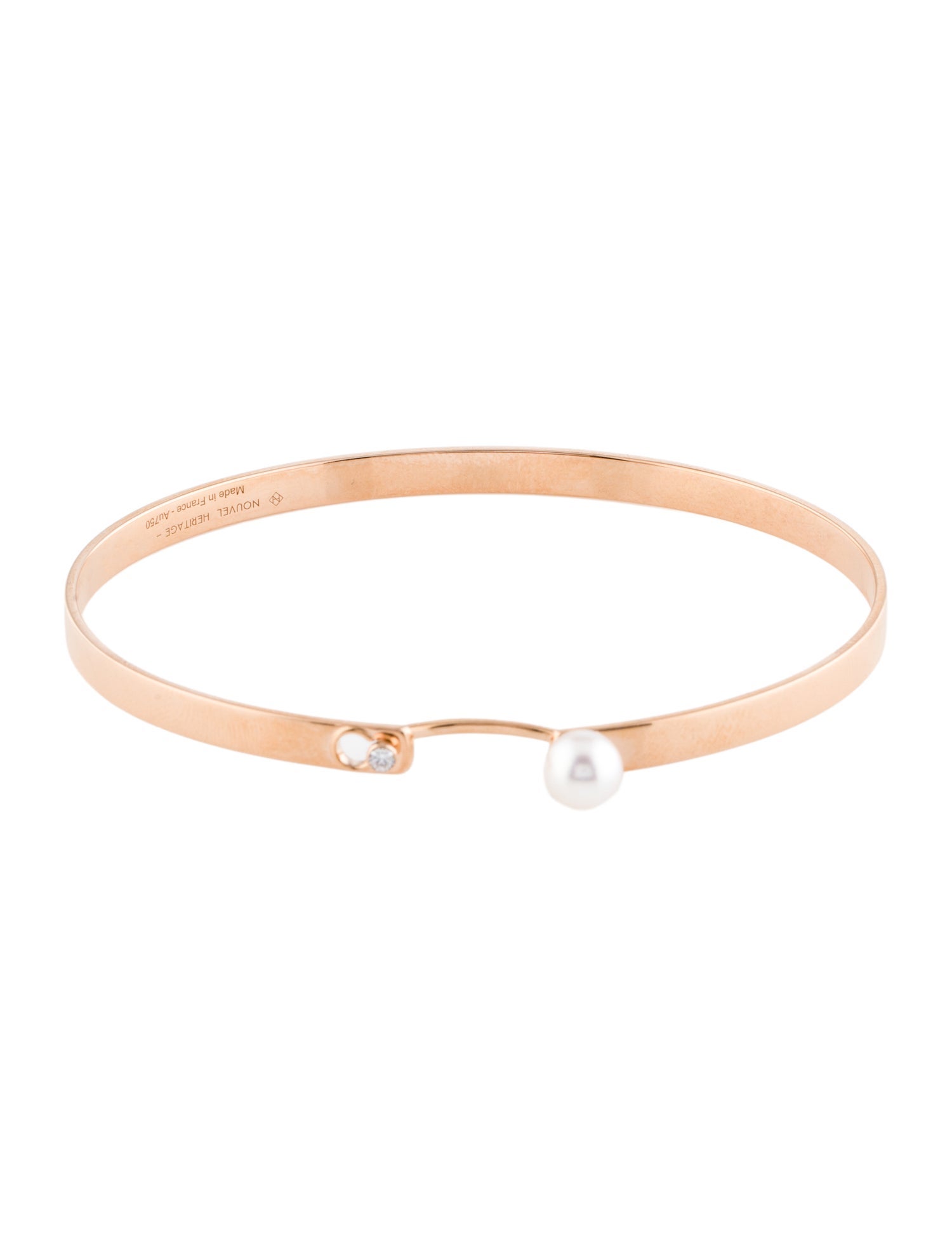 Nouvel Heritage 18K Pearl & Diamond 'Lunch with Mom' Mood Bangle Bracelet