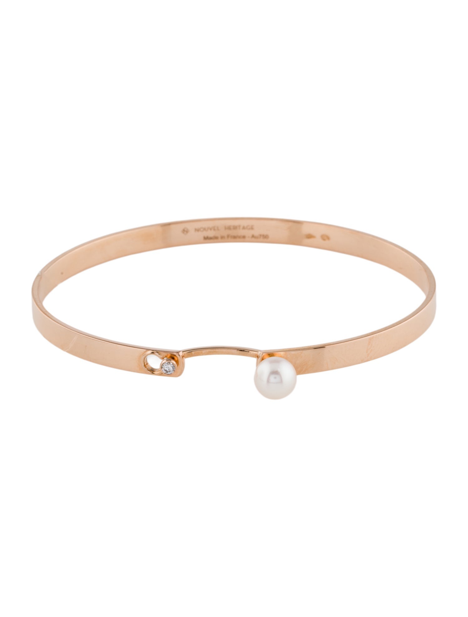 Nouvel Heritage 18K Diamond & Pearl Lunch With Mom Mood Bangle Bracelet
