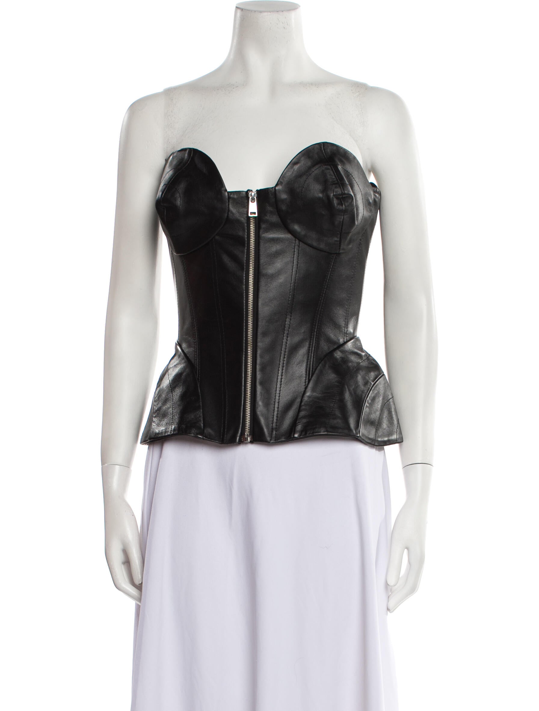Natasha Zinko Lamb Leather Strapless Crop Top