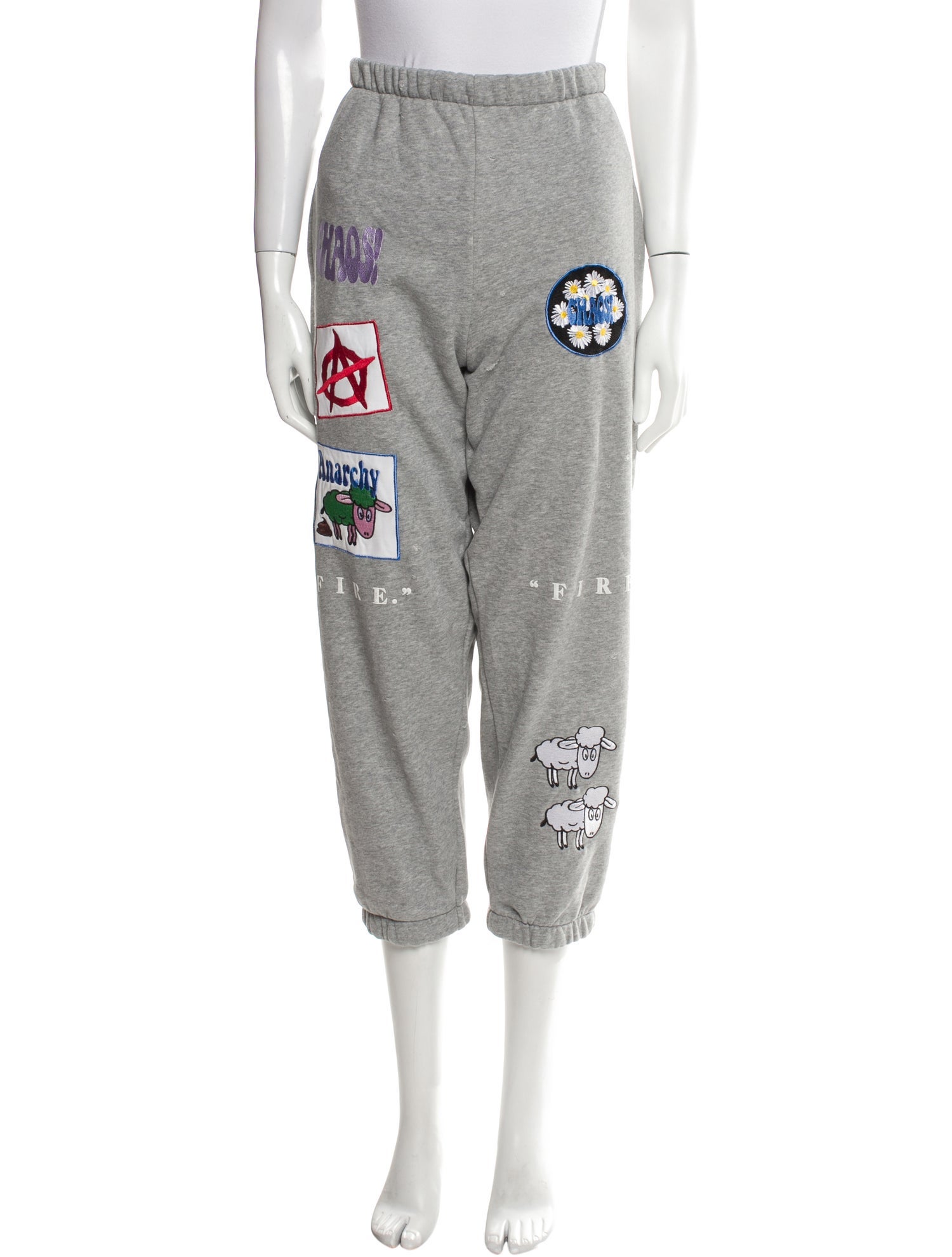 Natasha Zinko Graphic Print Embroidered Accent Sweatpants