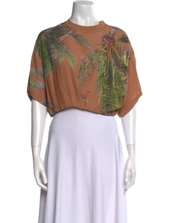 Natasha Zinko Floral Print Crew Neck Crop Top