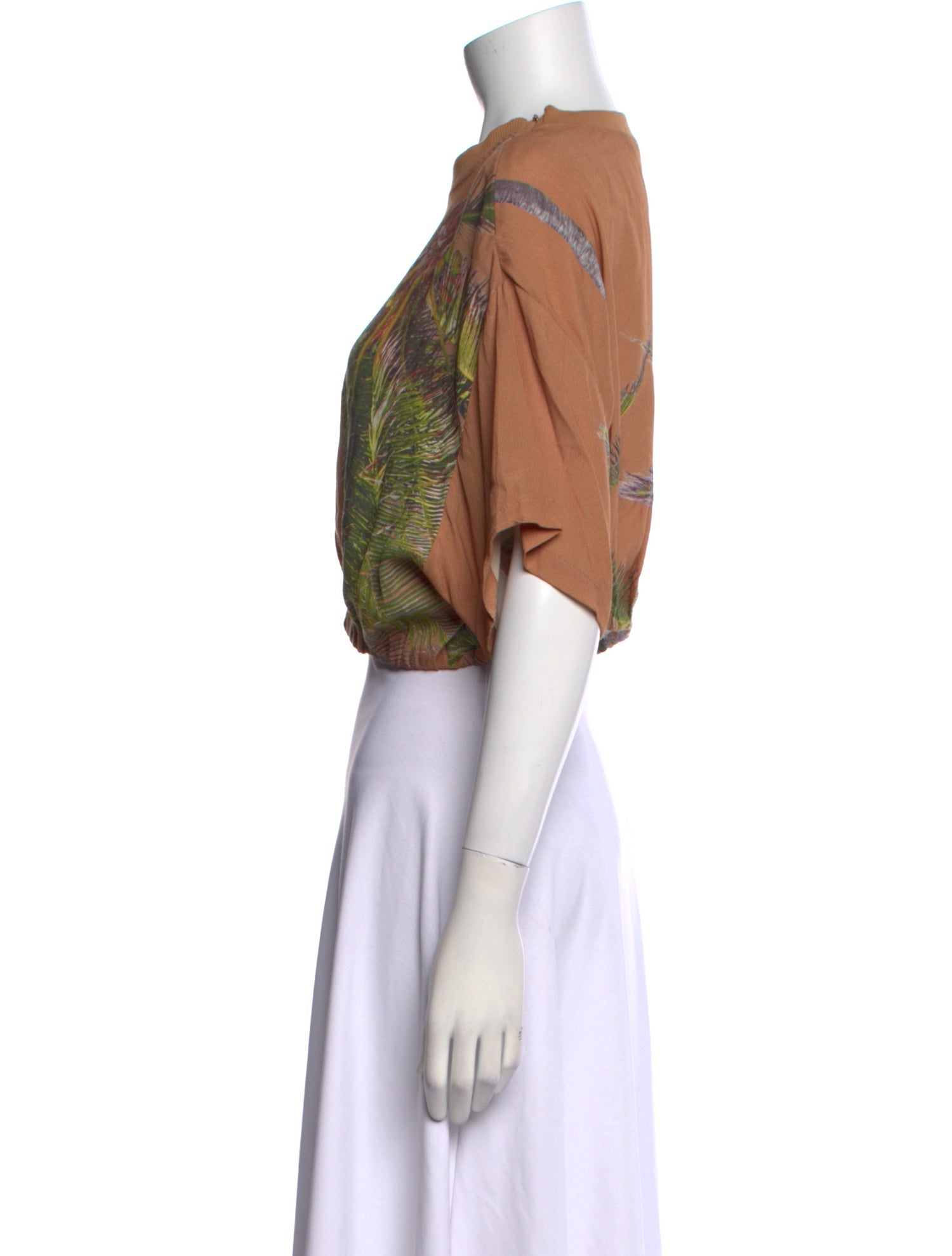 Natasha Zinko Floral Print Crew Neck Crop Top