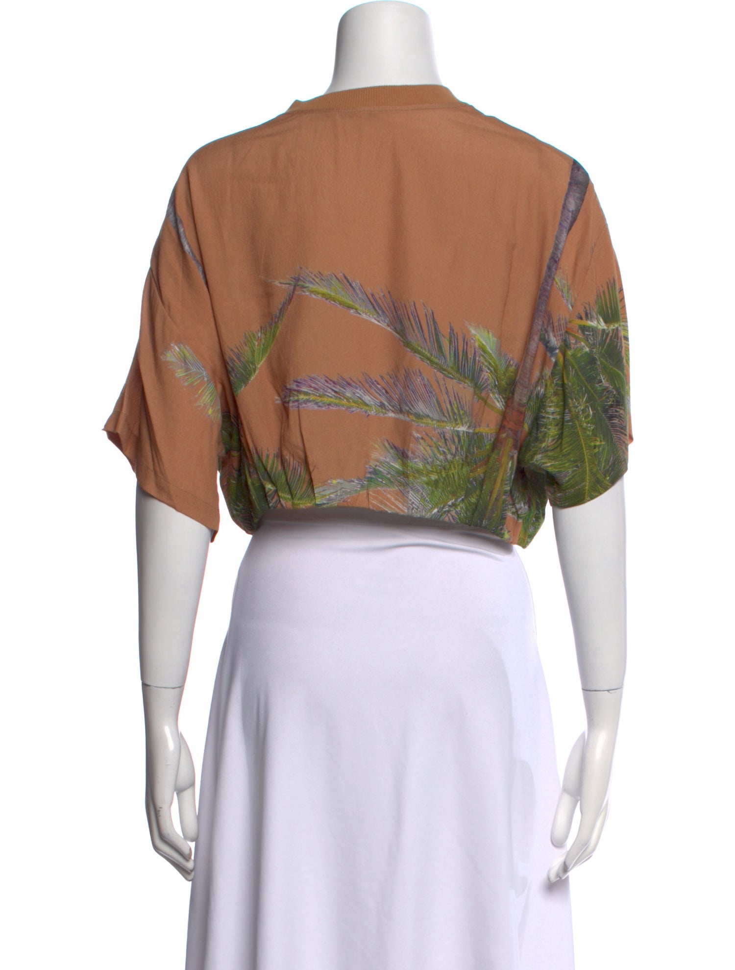 Natasha Zinko Floral Print Crew Neck Crop Top