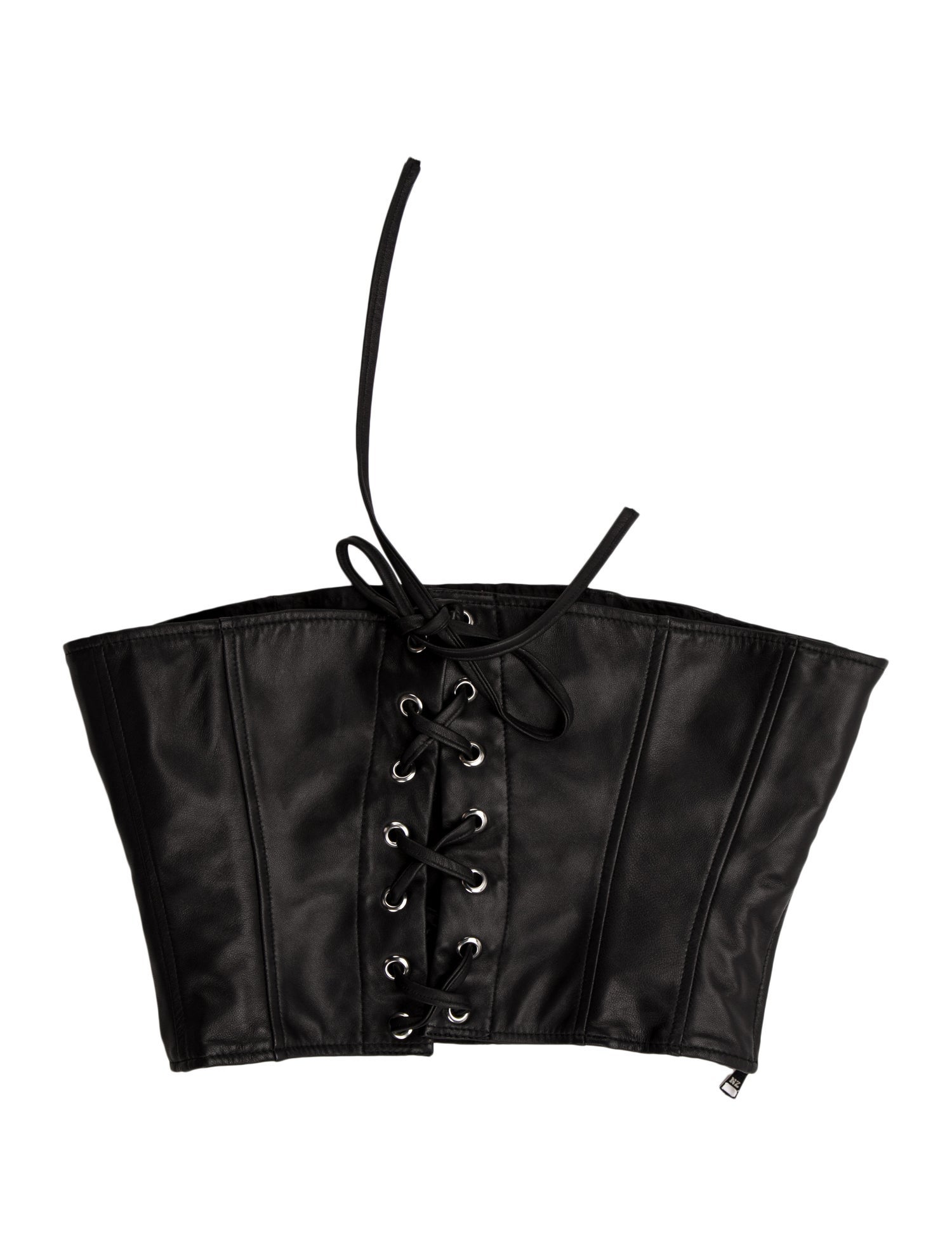 Natasha Zinko Leather Strapless Crop Top