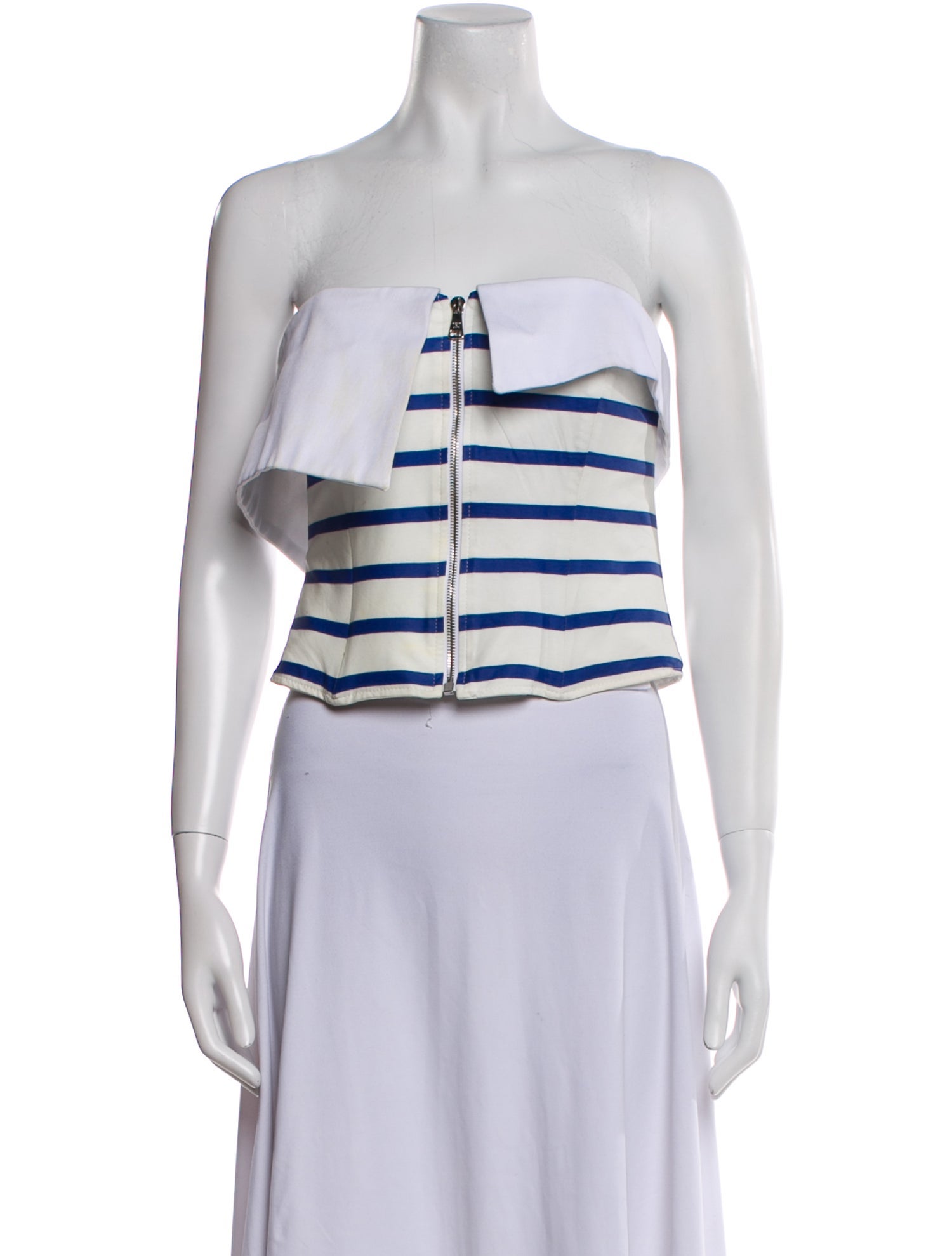 Natasha Zinko Striped Strapless Crop Top