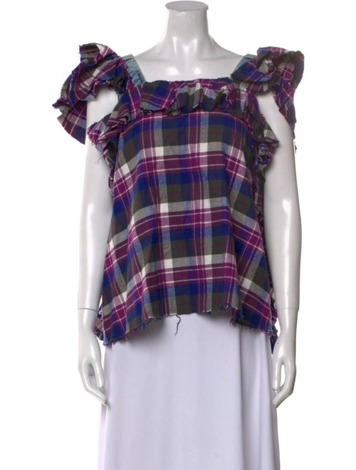 Natasha Zinko Plaid Print Square Neckline Blouse