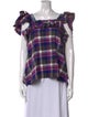 Natasha Zinko Plaid Print Square Neckline Blouse