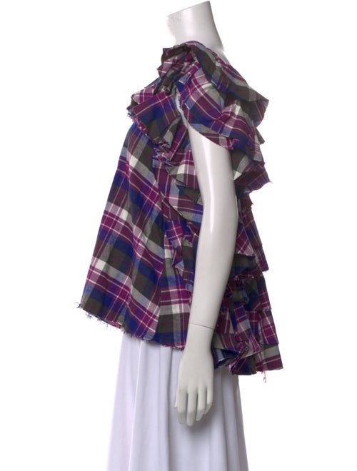 Natasha Zinko Plaid Print Square Neckline Blouse