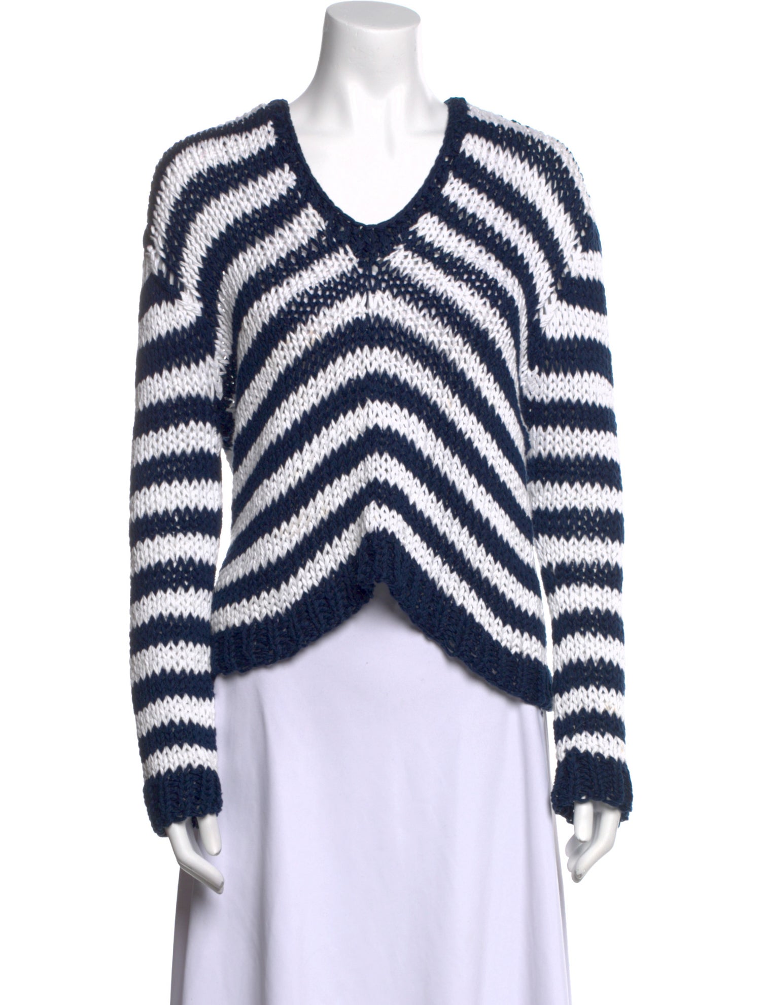 Natasha Zinko Striped V-Neck Sweater