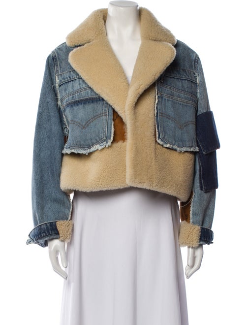 Natasha Zinko Shearling Colorblock Pattern Fur Jacket