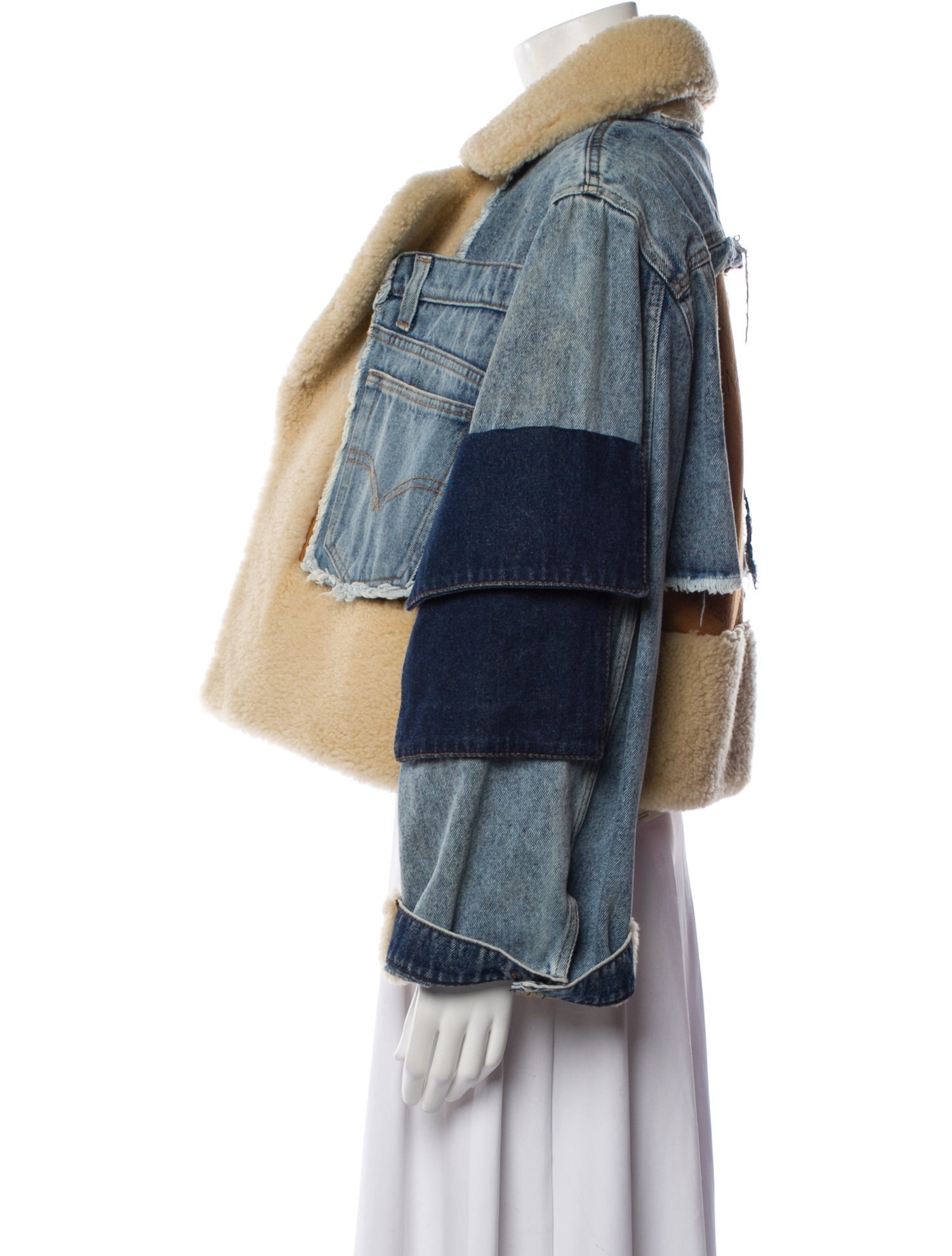 Natasha Zinko Shearling Colorblock Pattern Fur Jacket