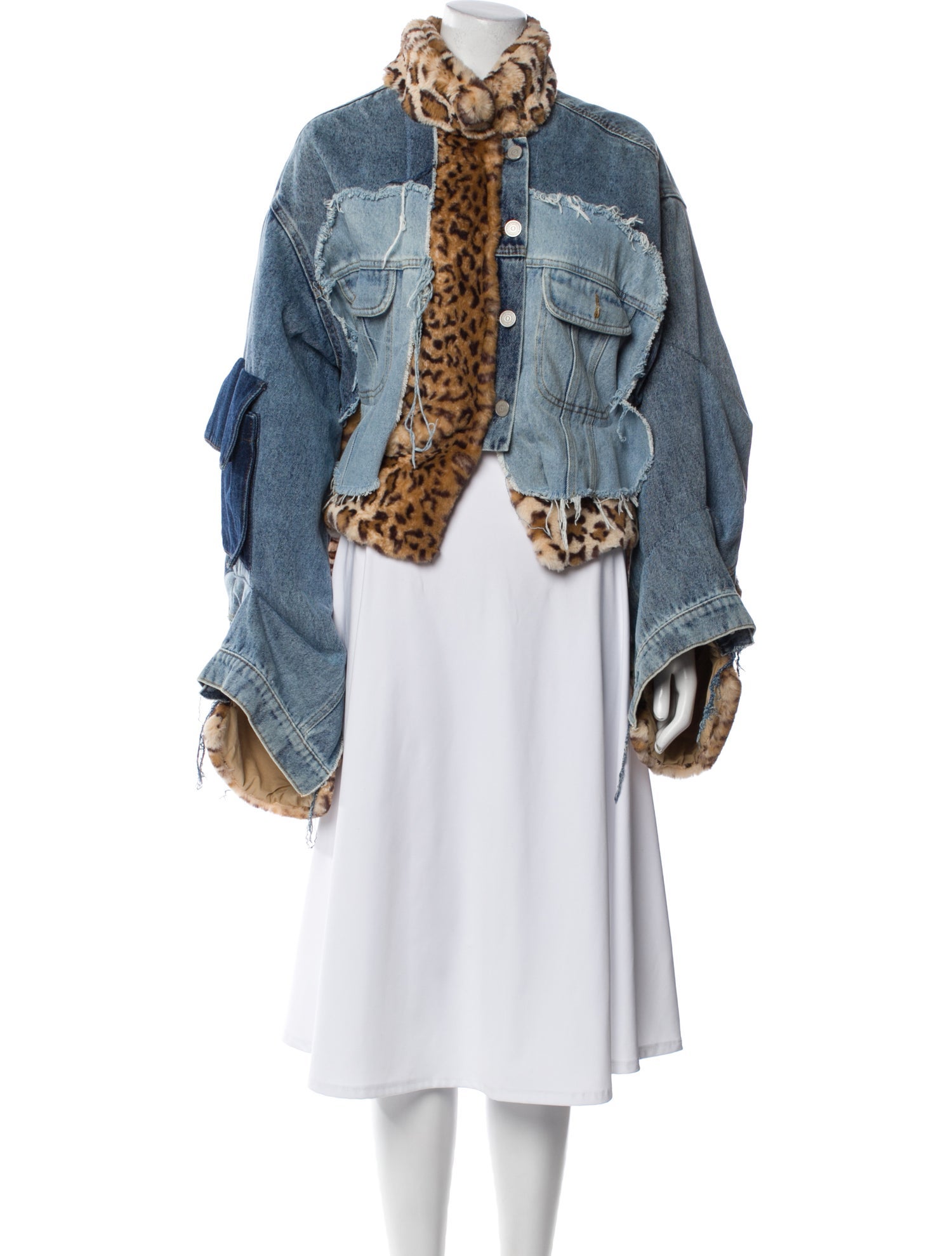 Natasha Zinko Colorblock Pattern Denim Jacket