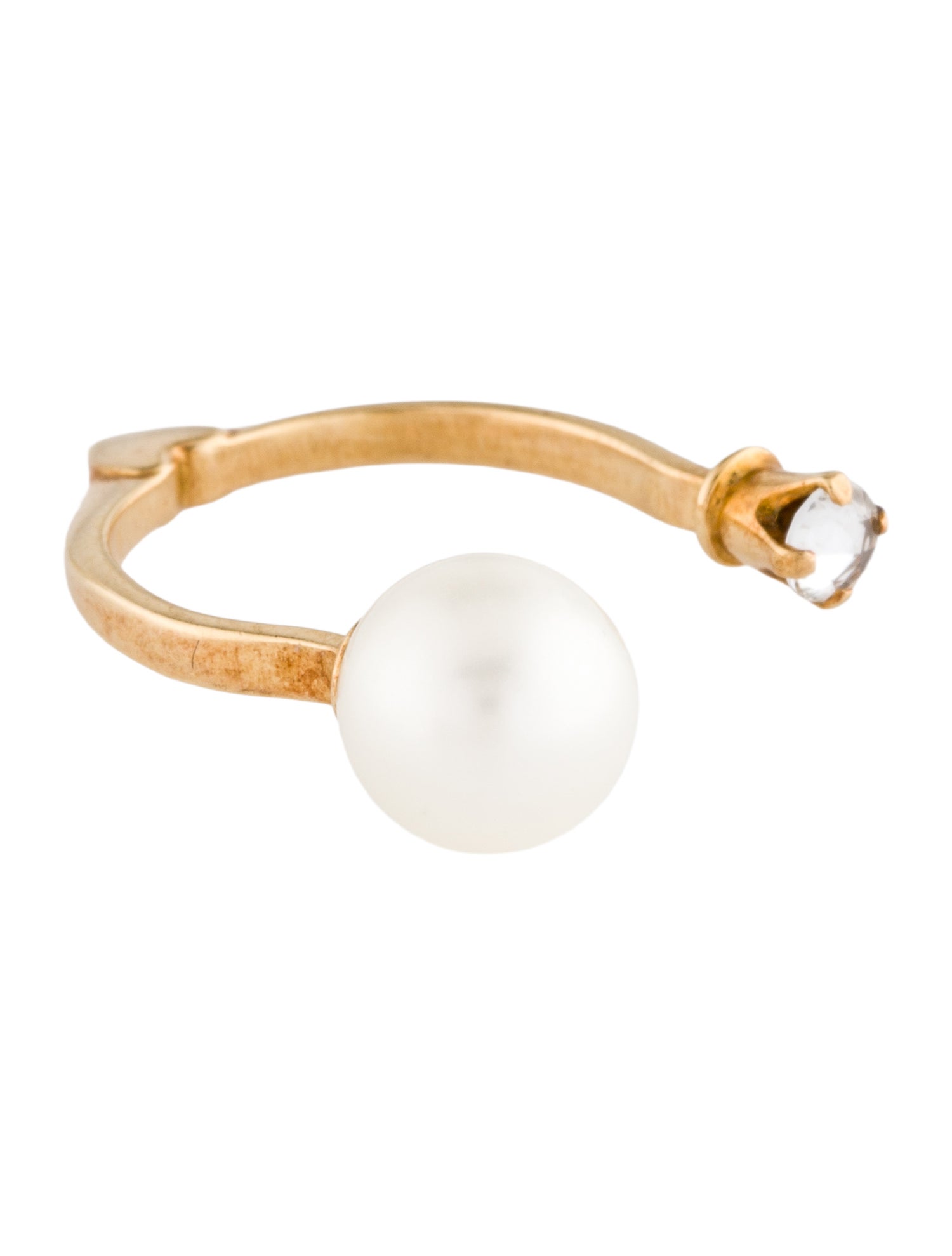 Natasha Zinko 18K Pearl & Diamond Open Midi Ring