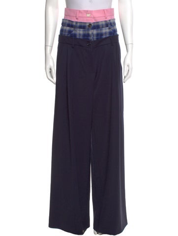 Pre-owned Natasha Zinko Wool Wide Leg Pants In Blue