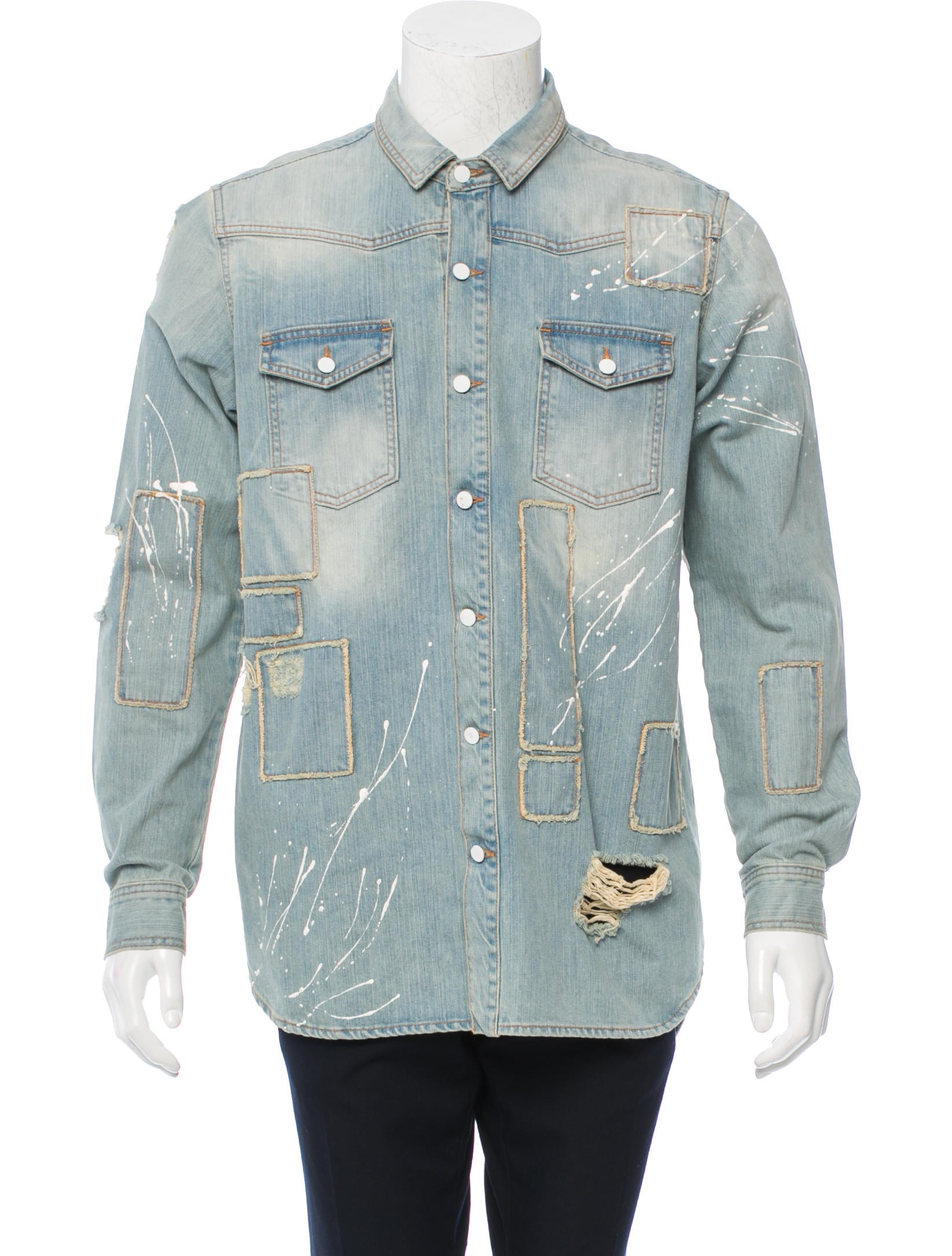 off white distressed denim jacket