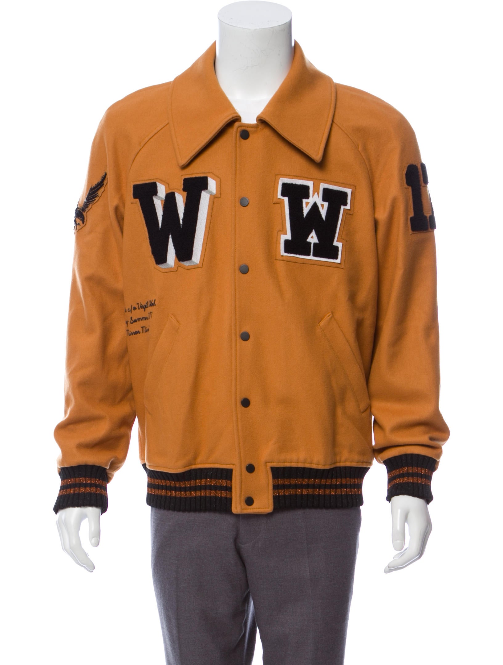 (USE OFF-WHITE OFFVA)O//ff-W//hite Off-White 2017 Appliquéd Varsity Jacket