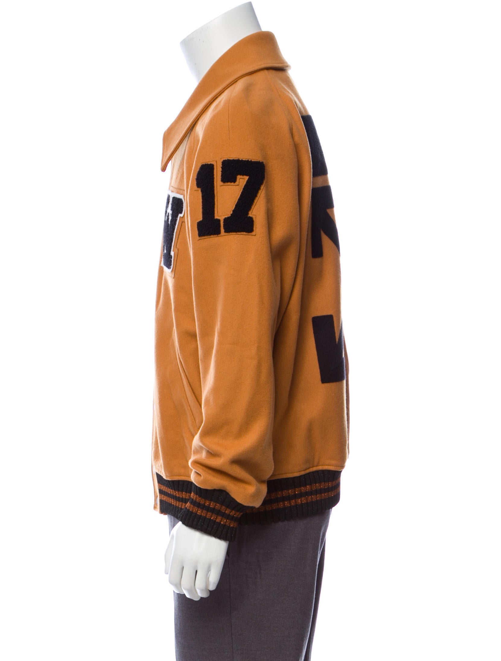 (USE OFF-WHITE OFFVA)O//ff-W//hite Off-White 2017 Appliquéd Varsity Jacket