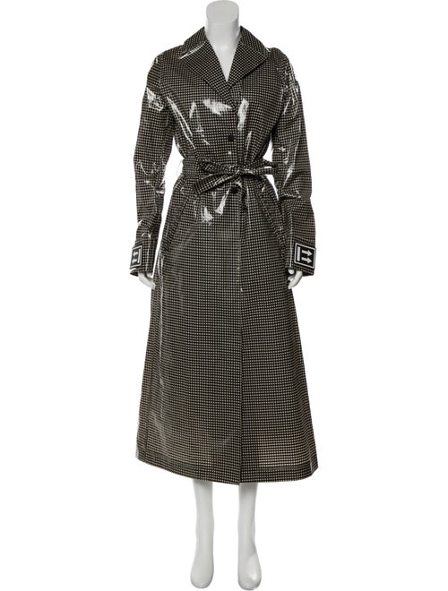 Off-White Plaid Print Trench Coat White