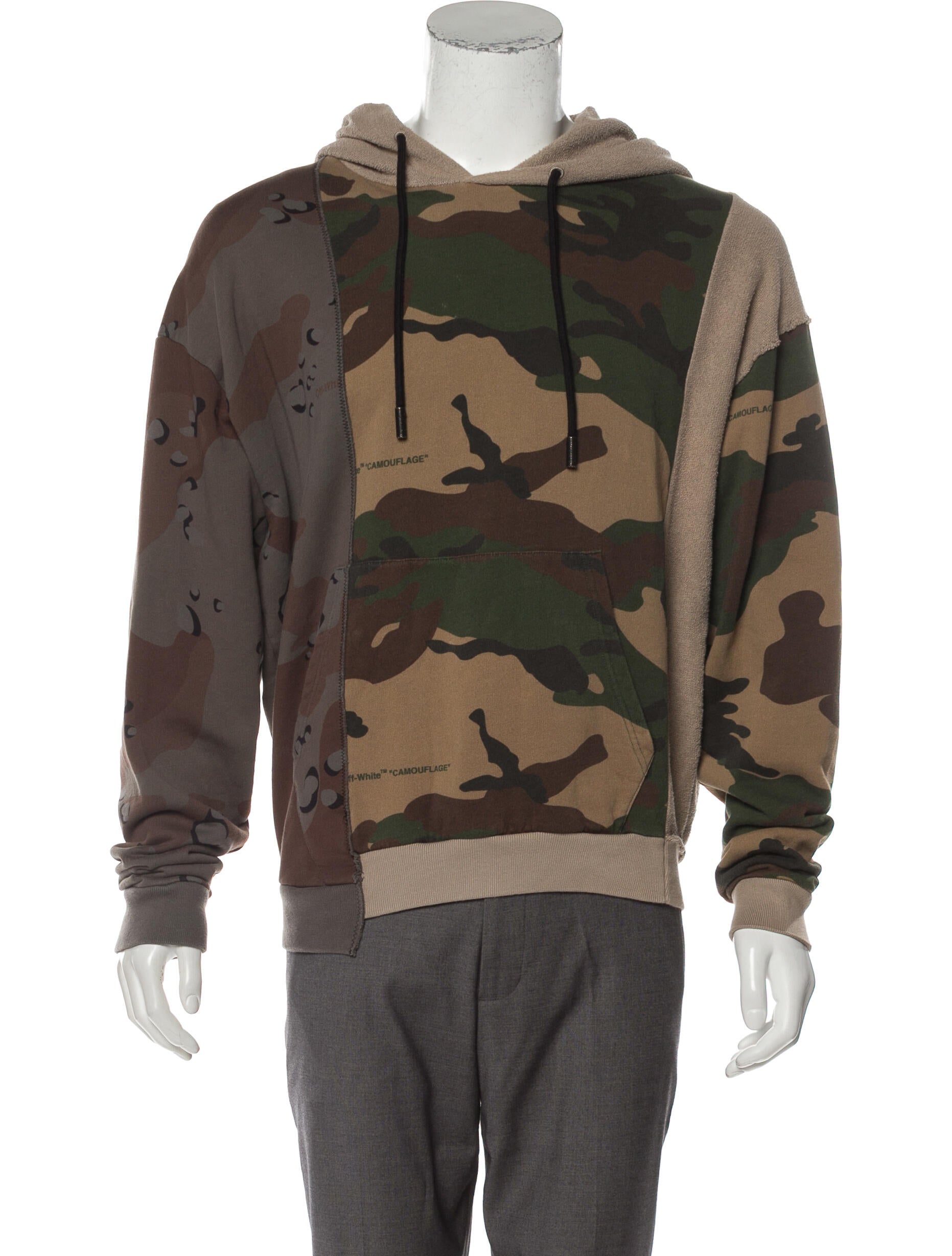 off white reconstructed camo hoodie