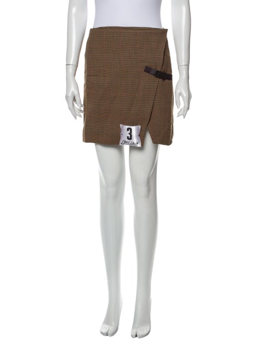 Off-White Plaid Print Mini Skirt White