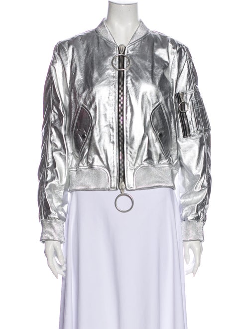 Off-White Lamb Leather Bomber Jacket White