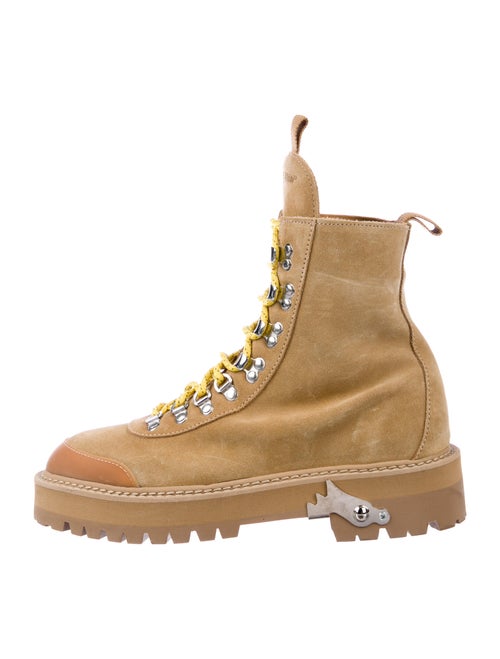 Off-White Suede Combat Boots White