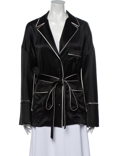 Off-White Satin Pajama Top Robe White