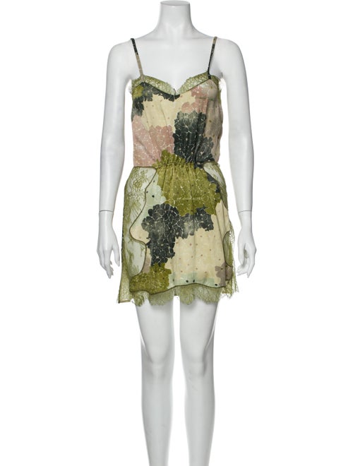 Off-White Floral Print Mini Dress Mini Dress White