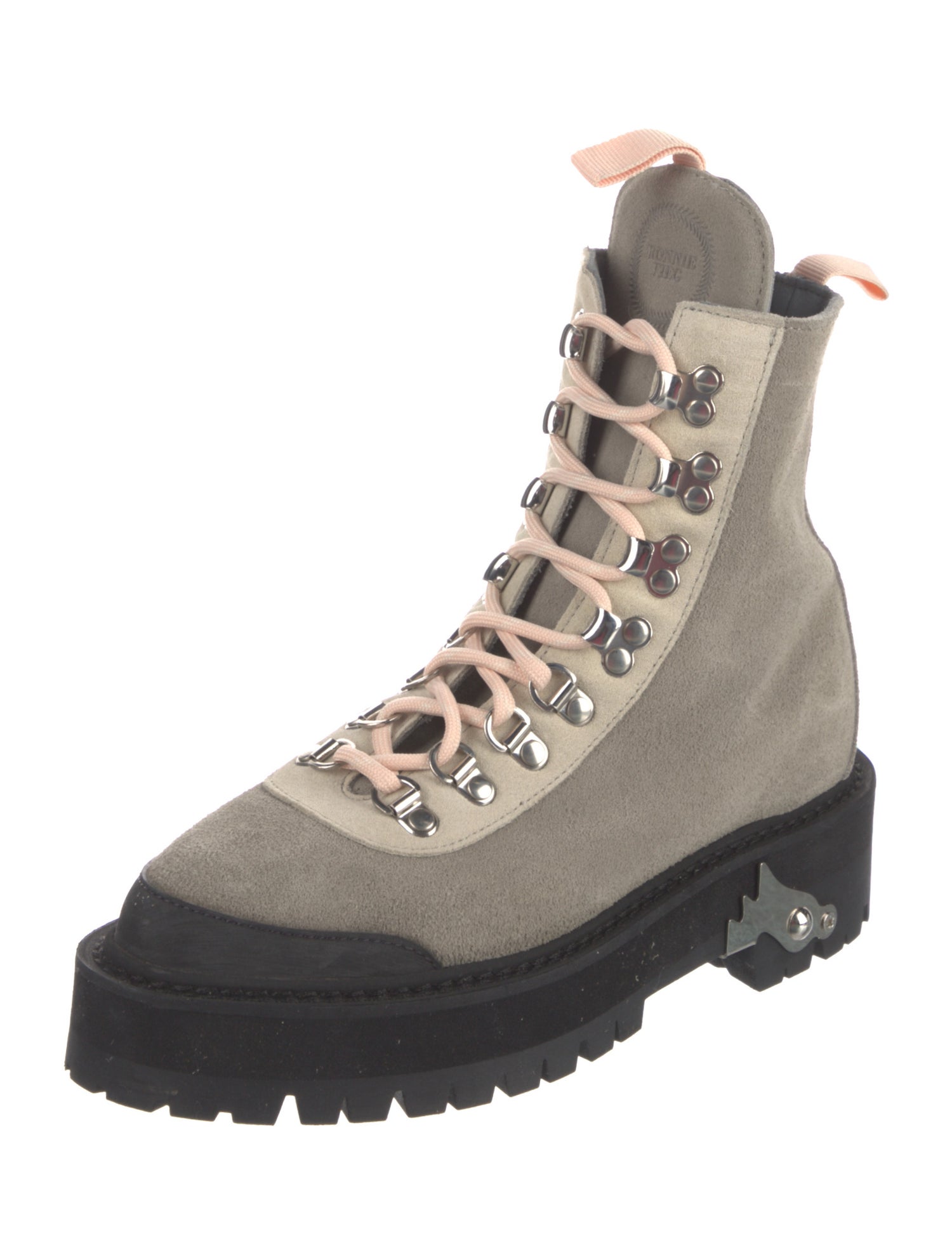 Off-White x Ronnie Fieg Suede Colorblock Pattern Combat Boots