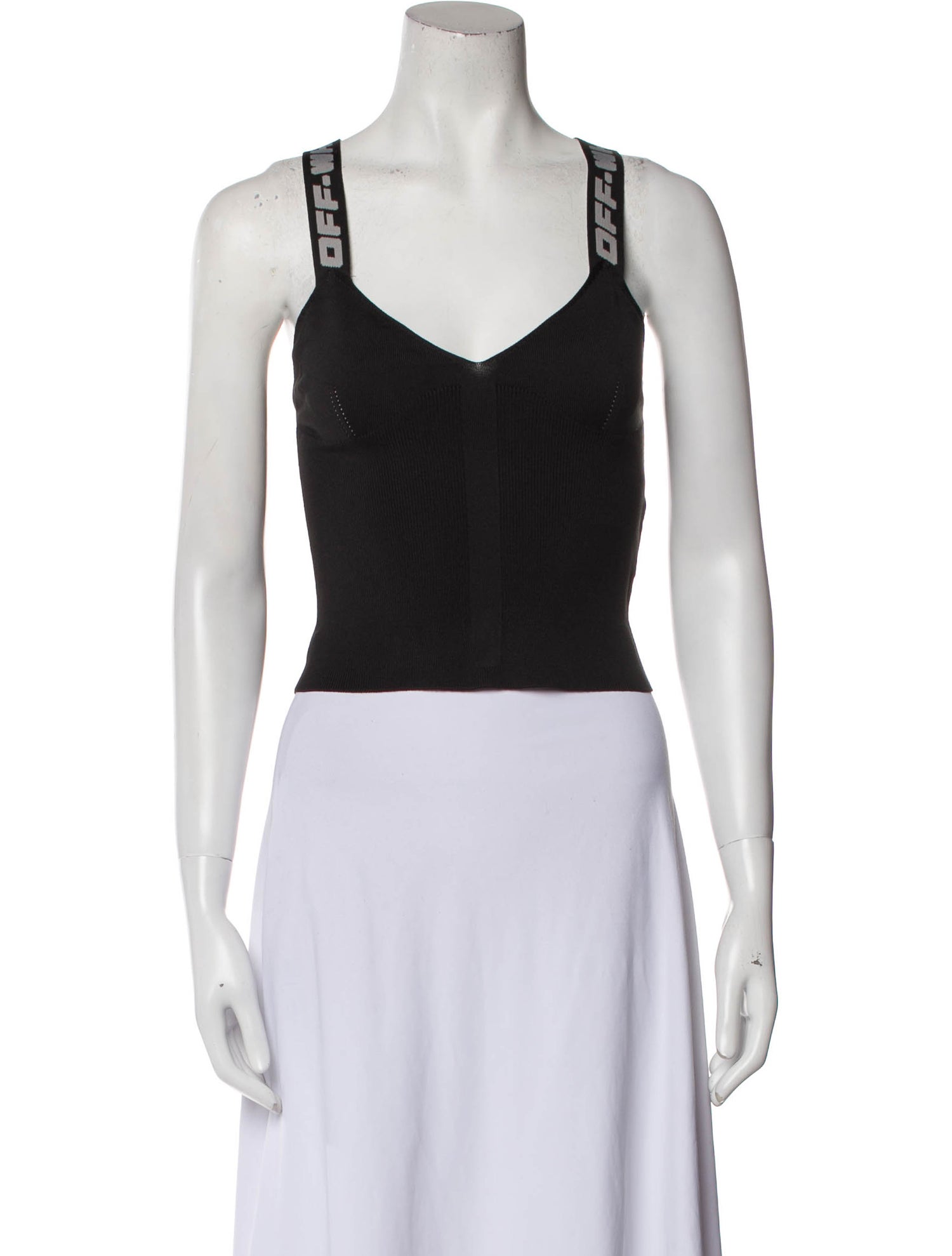 Off-White V-Neck Sleeveless Crop Top