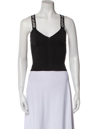 Off-White V-Neck Sleeveless Crop Top