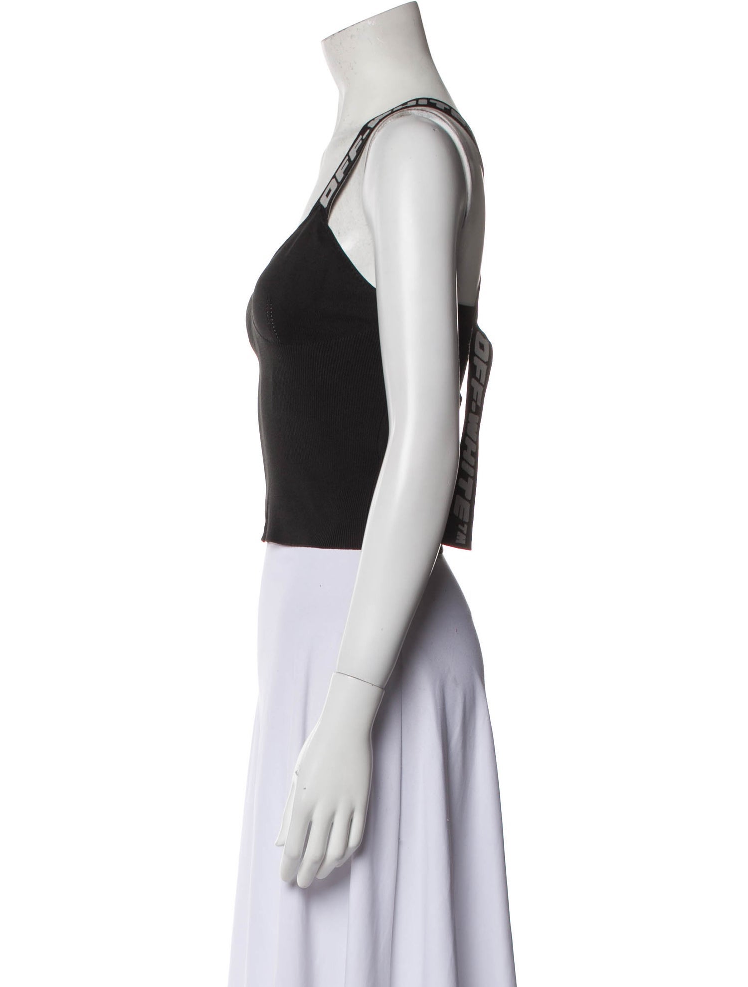 Off-White V-Neck Sleeveless Crop Top