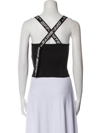 Off-White V-Neck Sleeveless Crop Top
